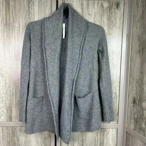 Babaton Aritzia Open Front Merino Wool Cardigan Shawl Pockets Gray Color Sz XS - Picture 1 of 7